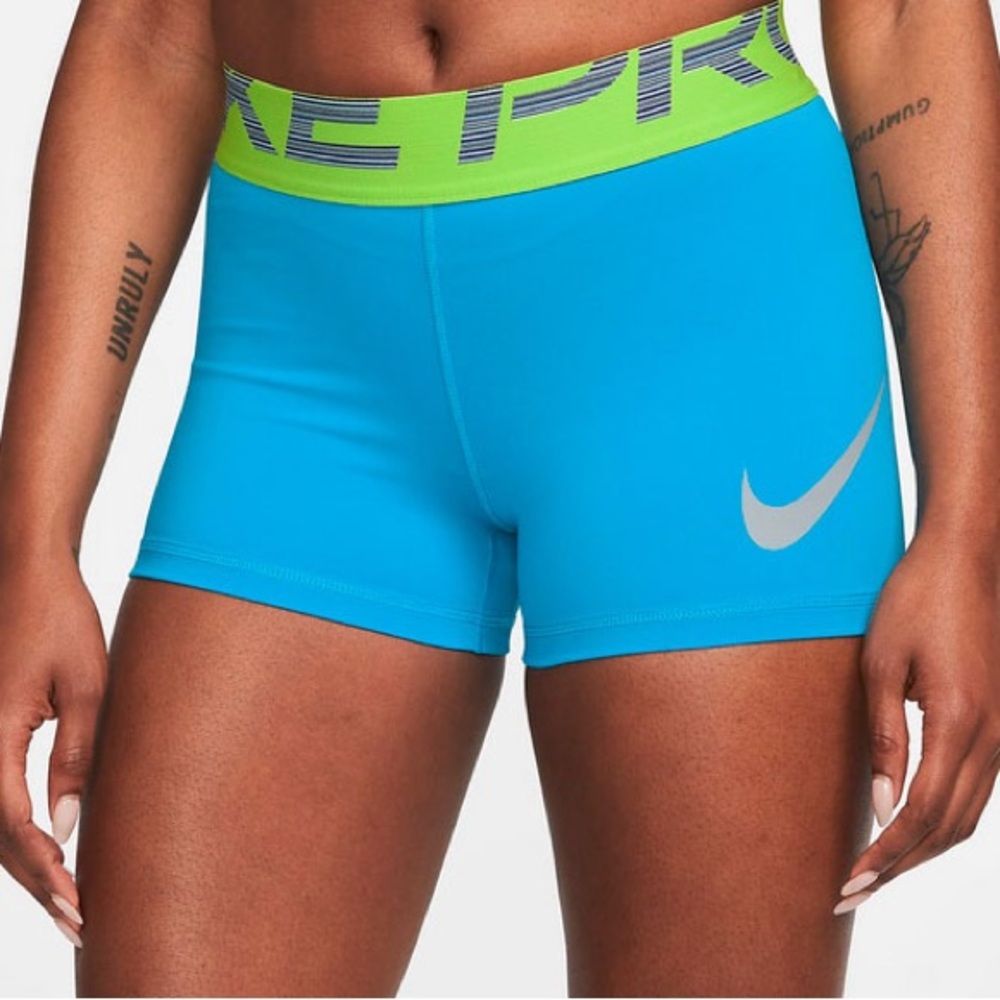 Nike Women's Athletic Shorts in Blue and Green